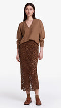 Lace Pencil Skirt - Hickory