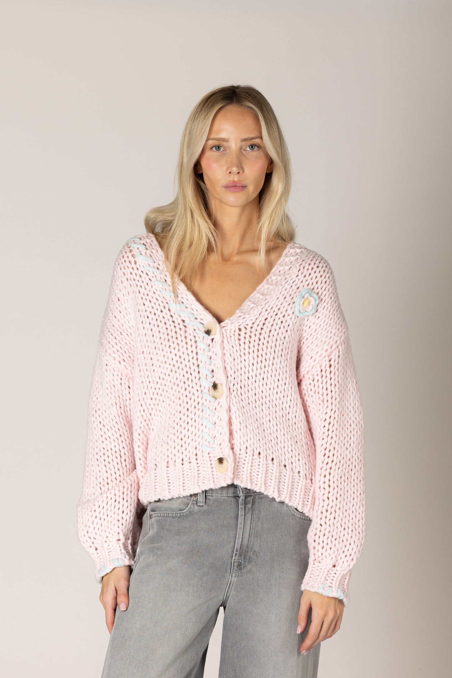 Landry Hand Knit Cardi - Sugar / Crystal