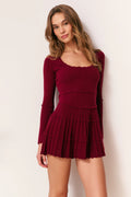 Lavender Stretch Pointelle Mini Dress - Spiced Berry