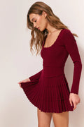 Lavender Stretch Pointelle Mini Dress - Spiced Berry