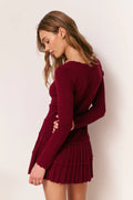 Lavender Stretch Pointelle Mini Dress - Spiced Berry