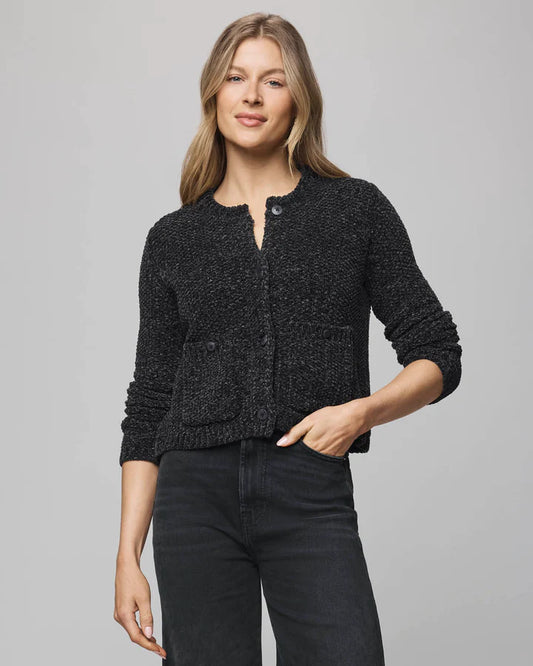 Andrea Chenille Crop Cardigan - Lead
