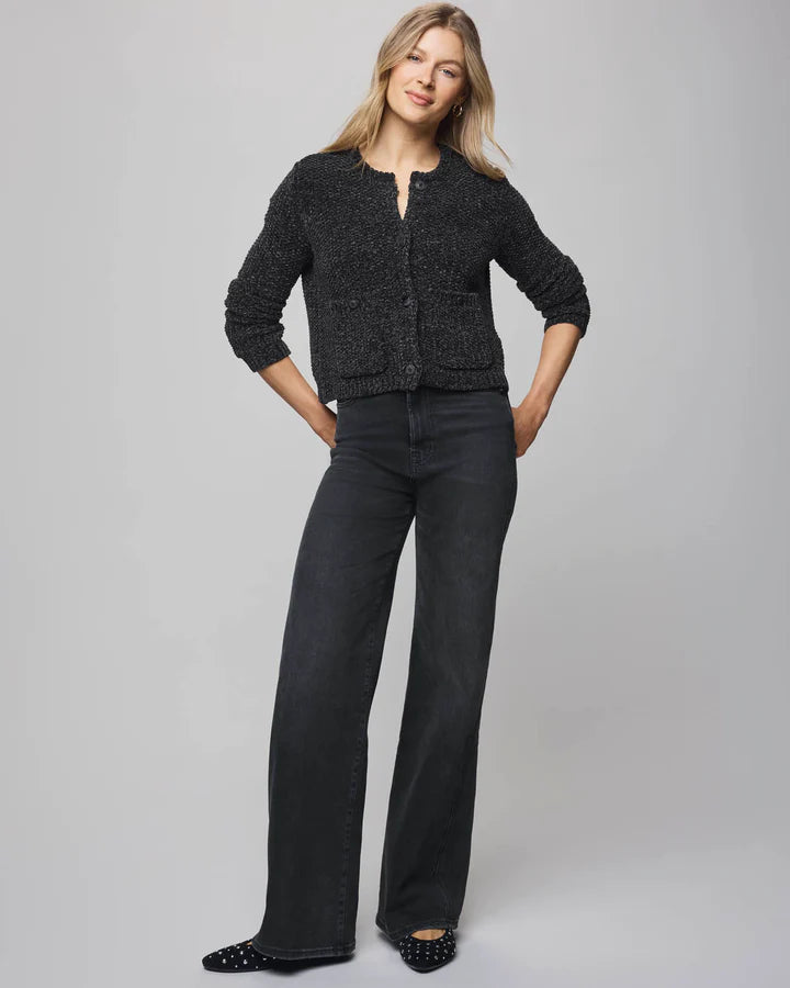 Andrea Chenille Crop Cardigan - Lead