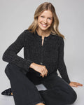 Andrea Chenille Crop Cardigan - Lead