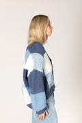 Lenny Hand Knit Cardi - Blue / Denim / White