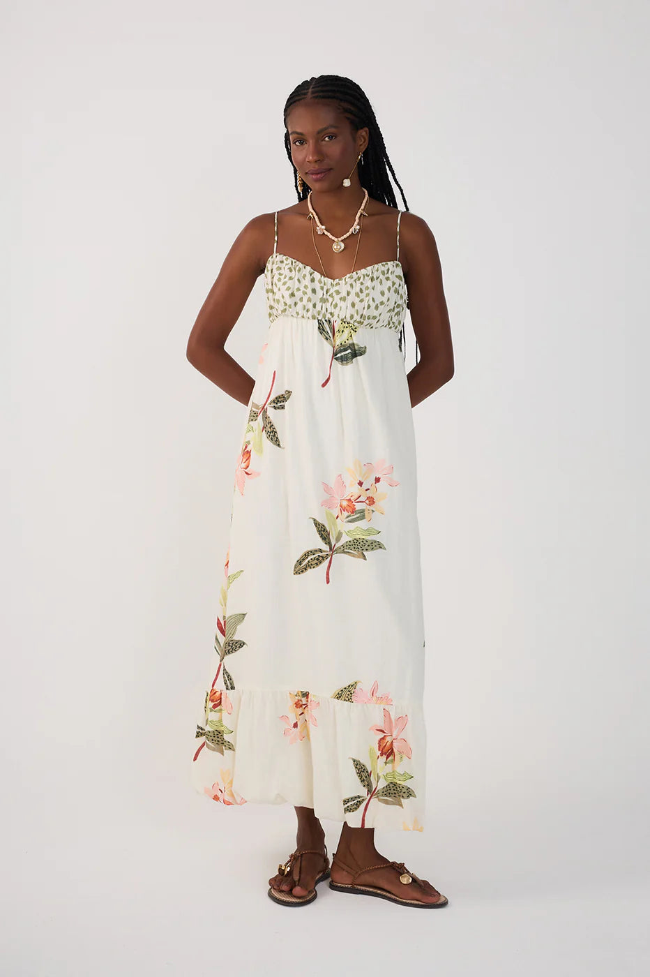 Verdejar Ruched Midi Dress - Off White