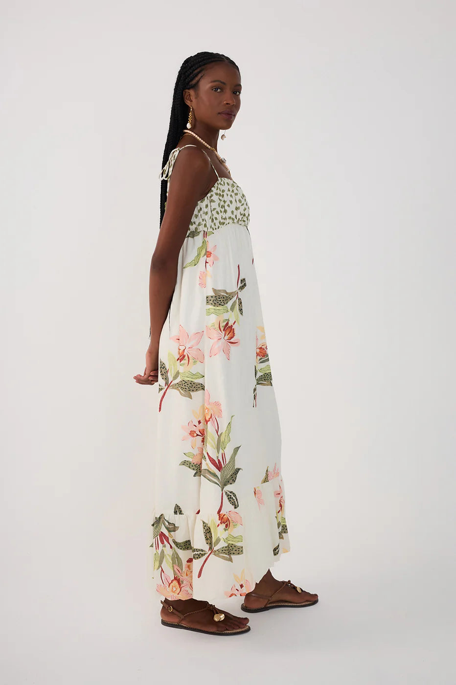 Verdejar Ruched Midi Dress - Off White