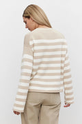 Lex Cotton Cashmere Striped Crew Neck Sweater - Sable / Milk