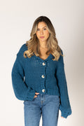 Lillian Hand Knit Heart Cardi - Capri / Heart