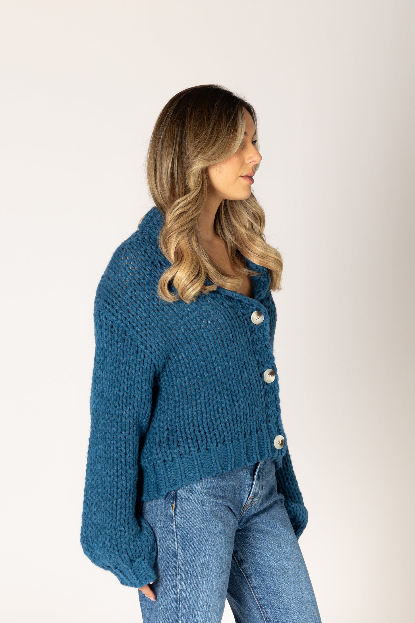 Lillian Hand Knit Heart Cardi - Capri / Heart