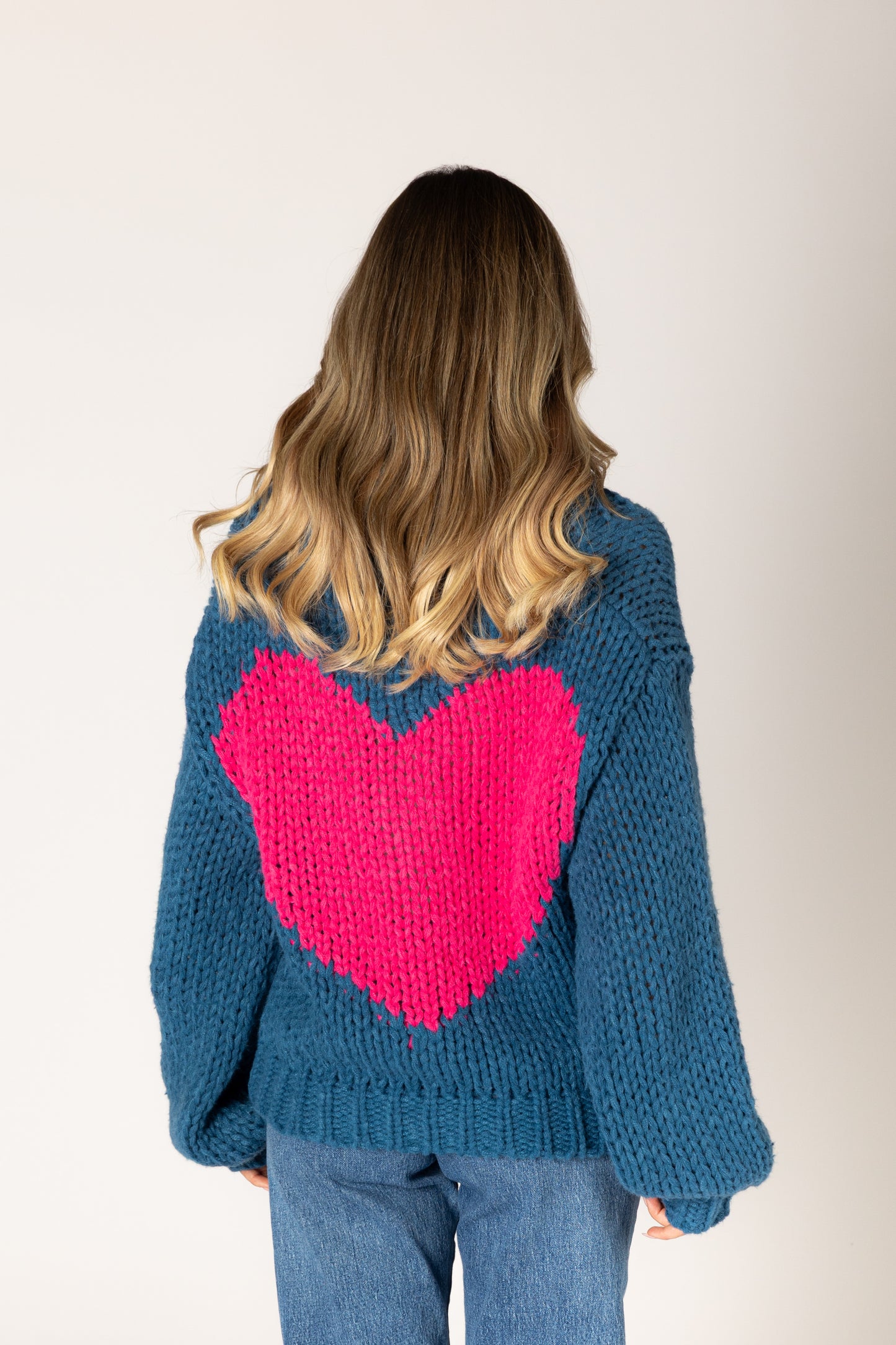 Lillian Hand Knit Heart Cardi - Capri / Heart