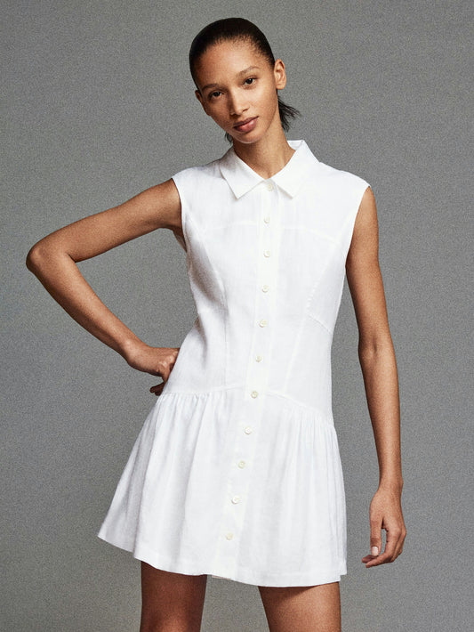 The Linen Day Dress - White