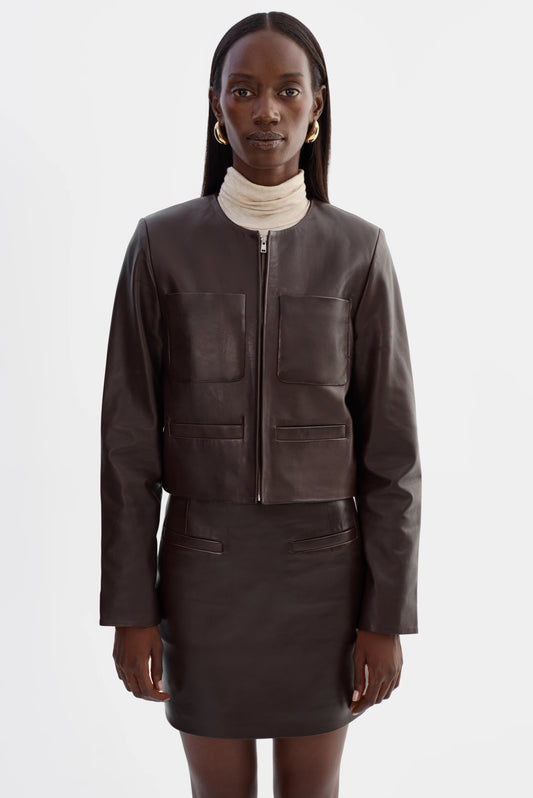 Linette Leather Jacket - Dark Brown
