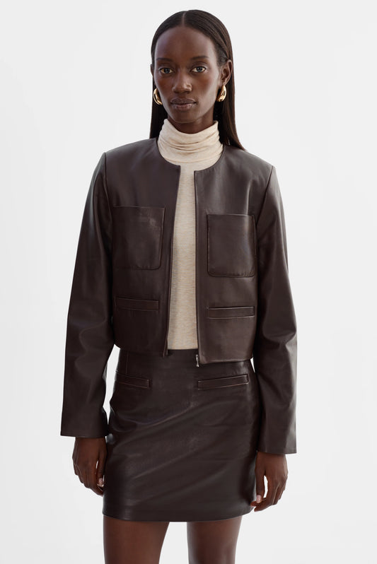 Linette Leather Jacket - Dark Brown