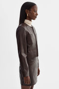 Linette Leather Jacket - Dark Brown