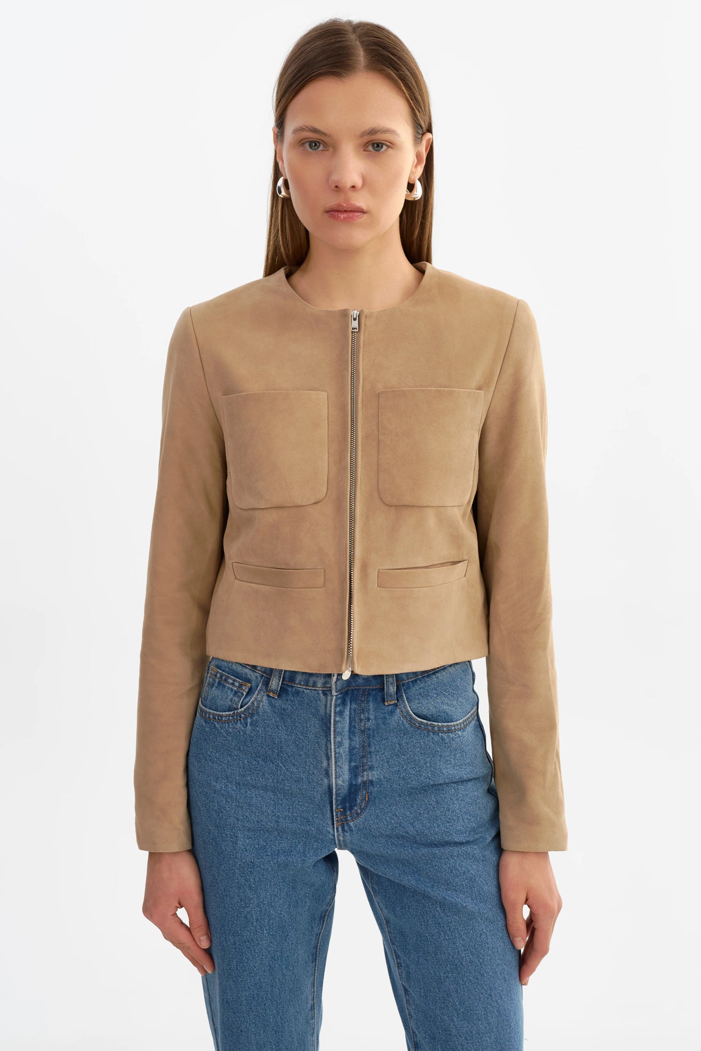 Linette S Suede Jacket - Beige