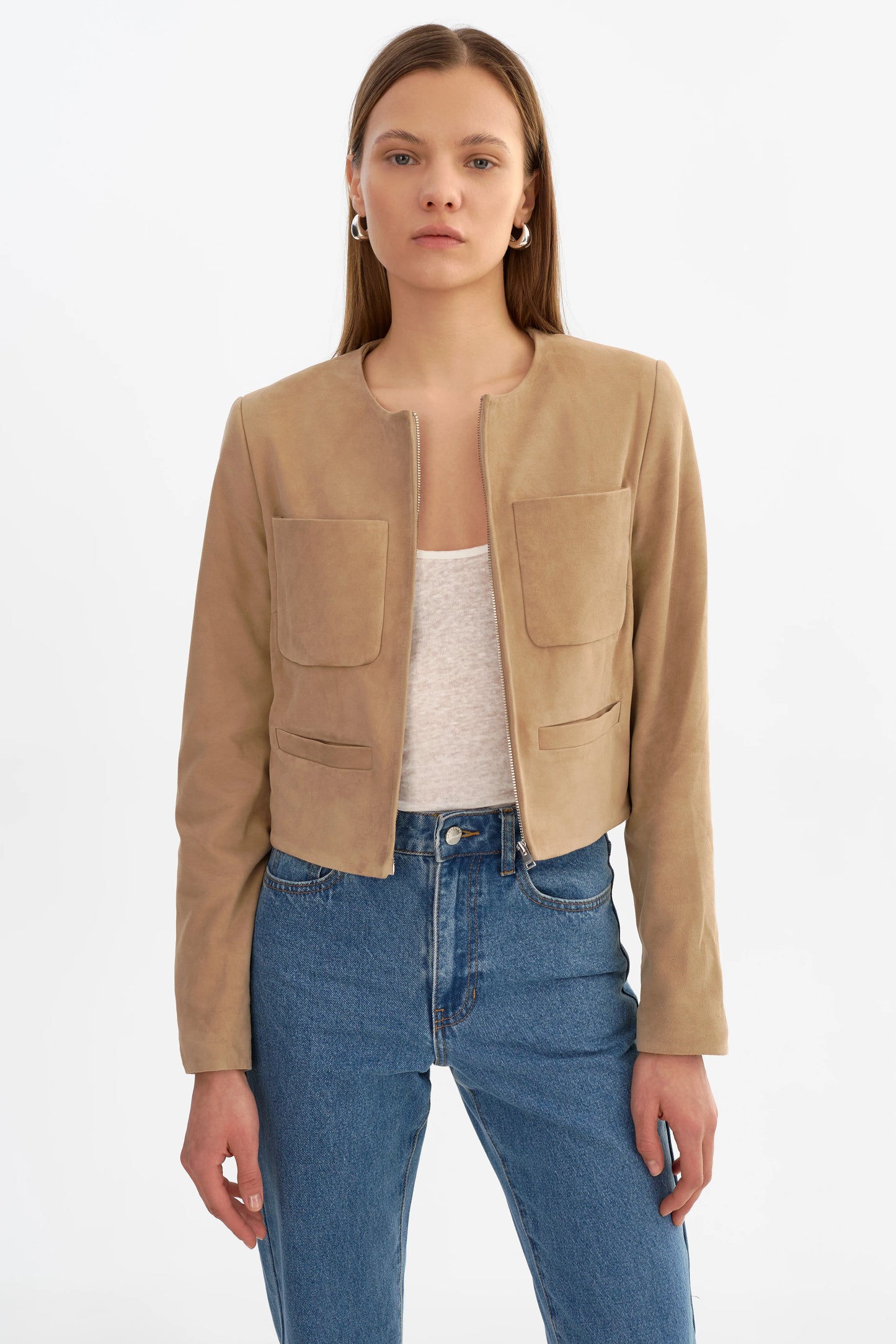 Linette S Suede Jacket - Beige