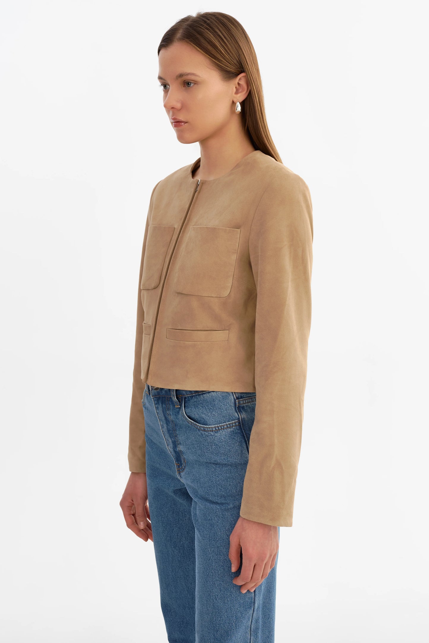 Linette S Suede Jacket - Beige