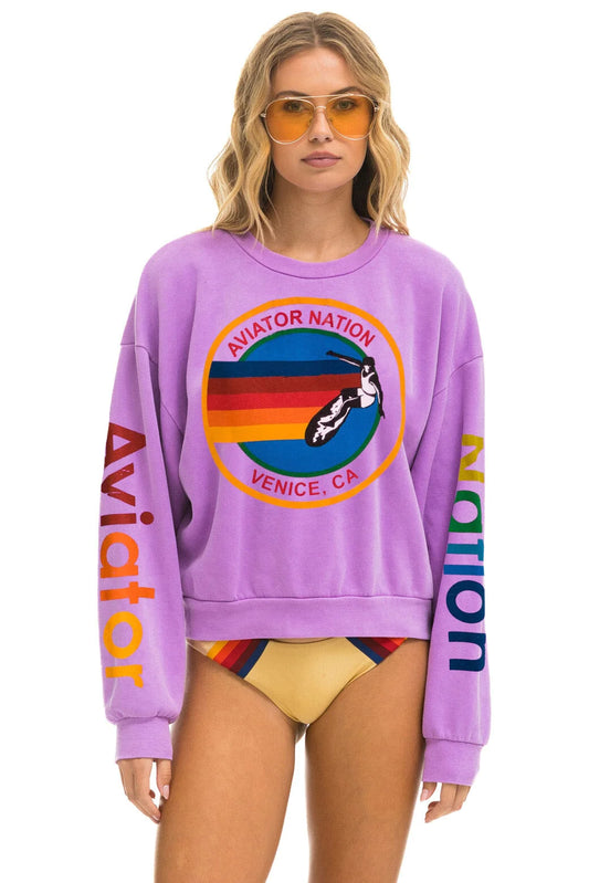 Aviator Nation Relaxed Crew Sweatshirt - Neon Purple