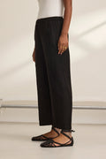 Lola Linen Straight Leg Pant - Black