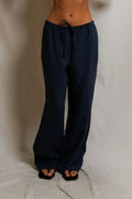 Lorana Linen Drawstring Pants - Navy