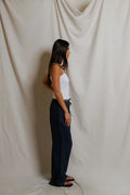 Lorana Linen Drawstring Pants - Navy