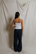 Lorana Linen Drawstring Pants - Navy