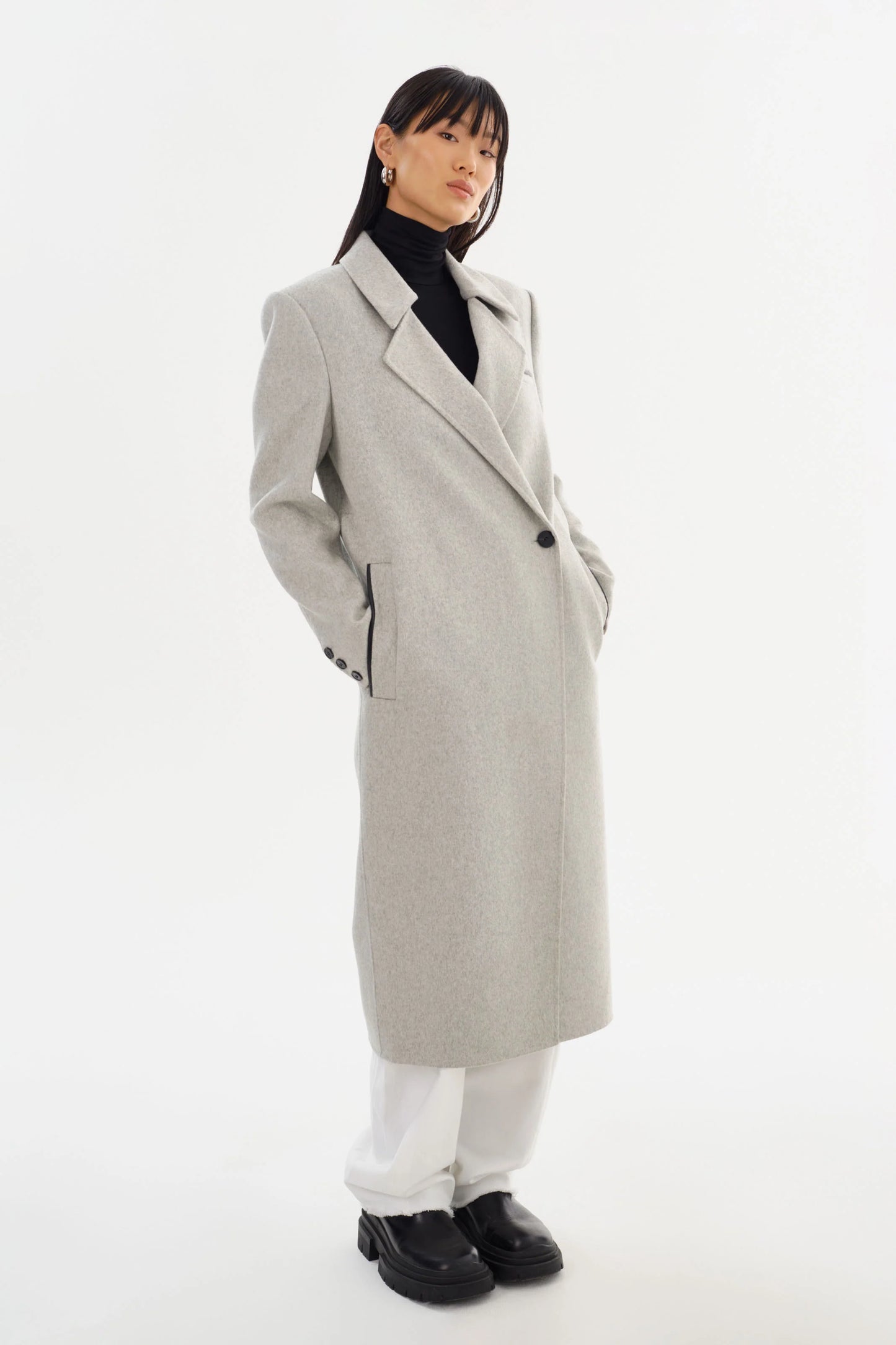 Lorelei Double Face Wool Coat - Light Grey