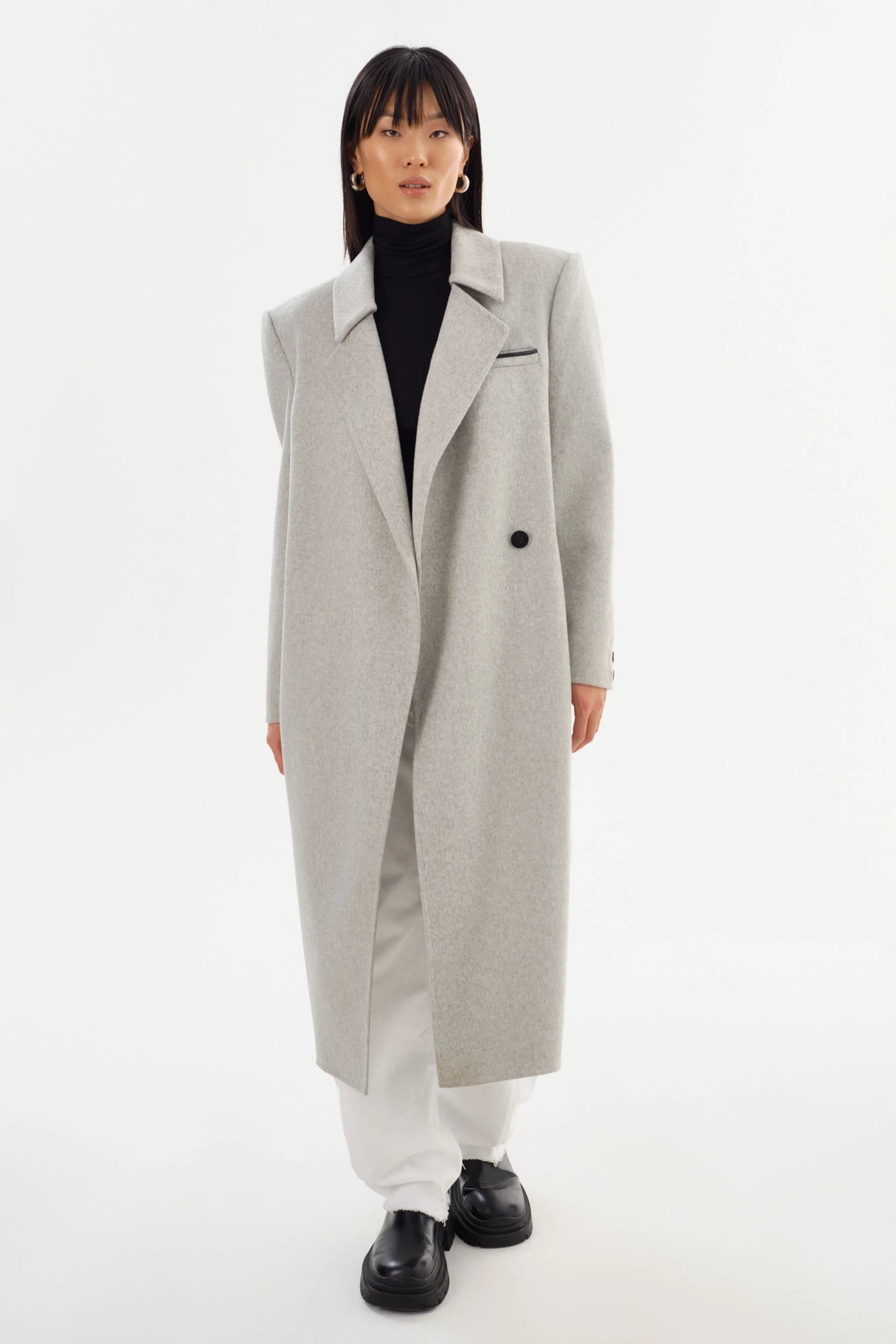 Lorelei Double Face Wool Coat - Light Grey