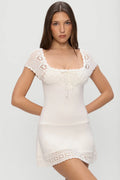 Lover Crochet Knit Mini Dress - White