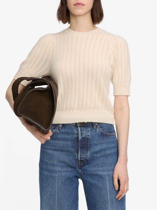 The Ladder Pointelle Sweater - Cream