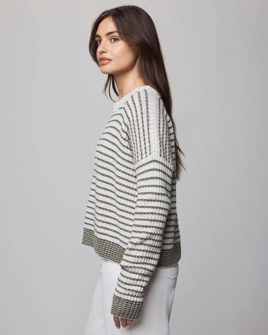 Lucy Stripe Sweater - Green Spruce/Oak