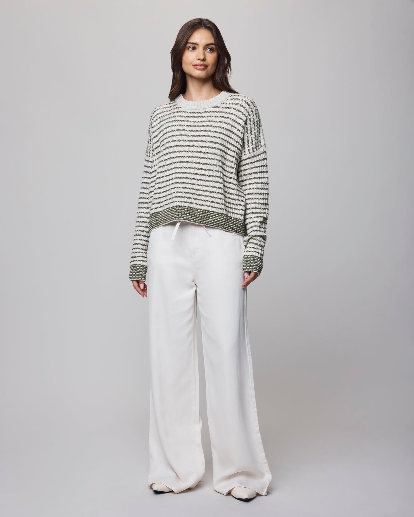 Lucy Stripe Sweater - Green Spruce/Oak