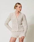 Jacquard Knit Jacket with Lurex - Snow Gold Lurex Jacquard