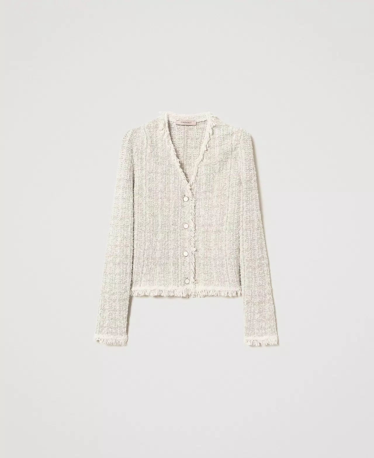 Jacquard Knit Jacket with Lurex - Snow Gold Lurex Jacquard