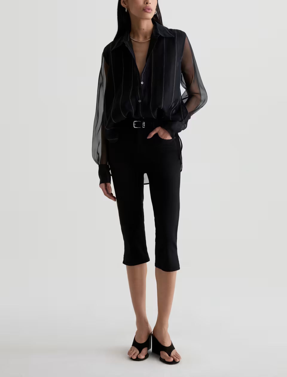 Maisie Jean Mid-Rise Capri - Super Black
