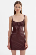 Malika Faux Leather Dress - Burgundy