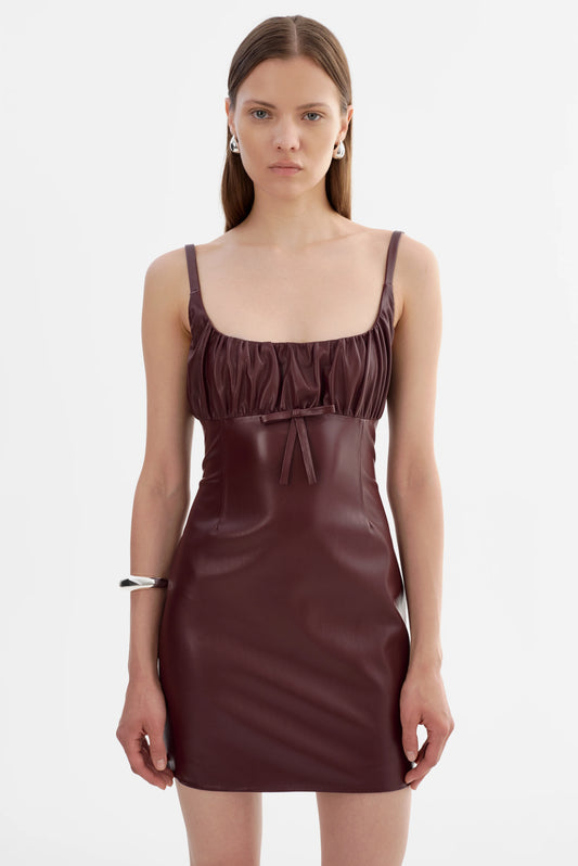 Malika Faux Leather Dress - Burgundy