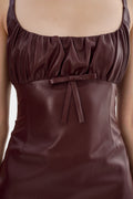 Malika Faux Leather Dress - Burgundy