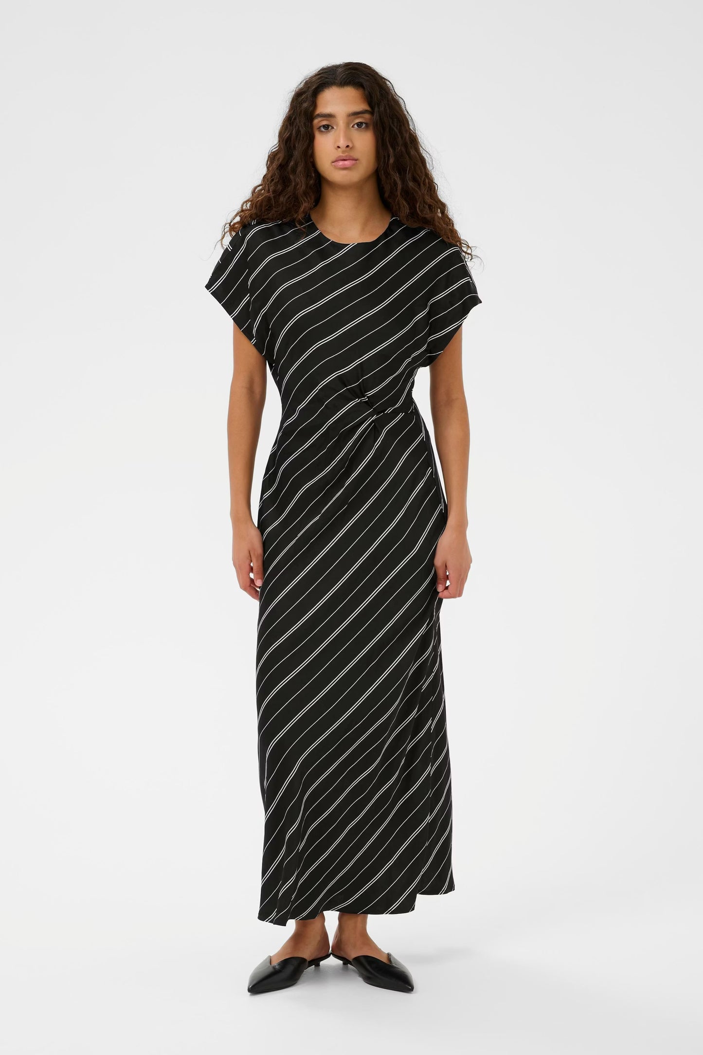 Marcela Dress - Black / White Stripes