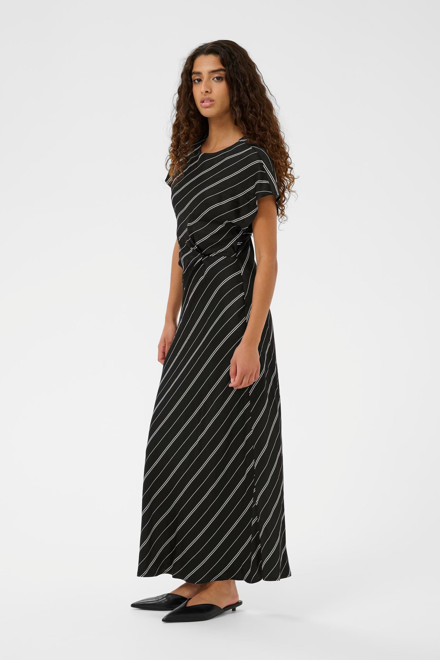 Marcela Dress - Black / White Stripes