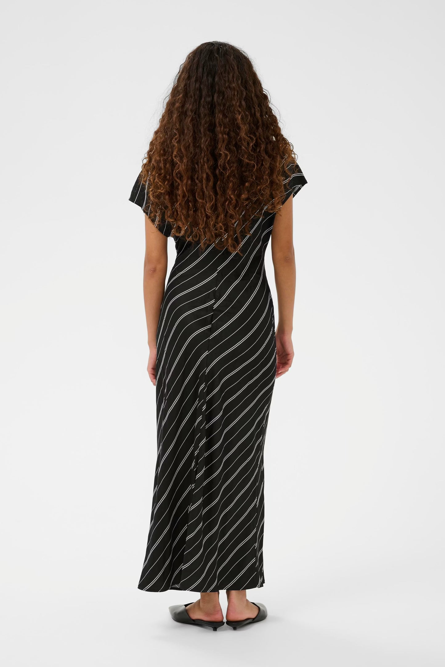 Marcela Dress - Black / White Stripes