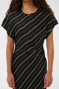 Marcela Dress - Black / White Stripes