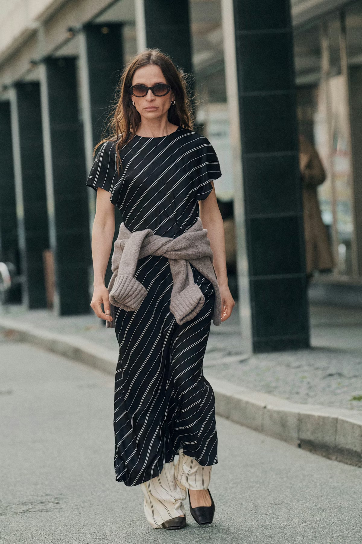 Marcela Dress - Black / White Stripes