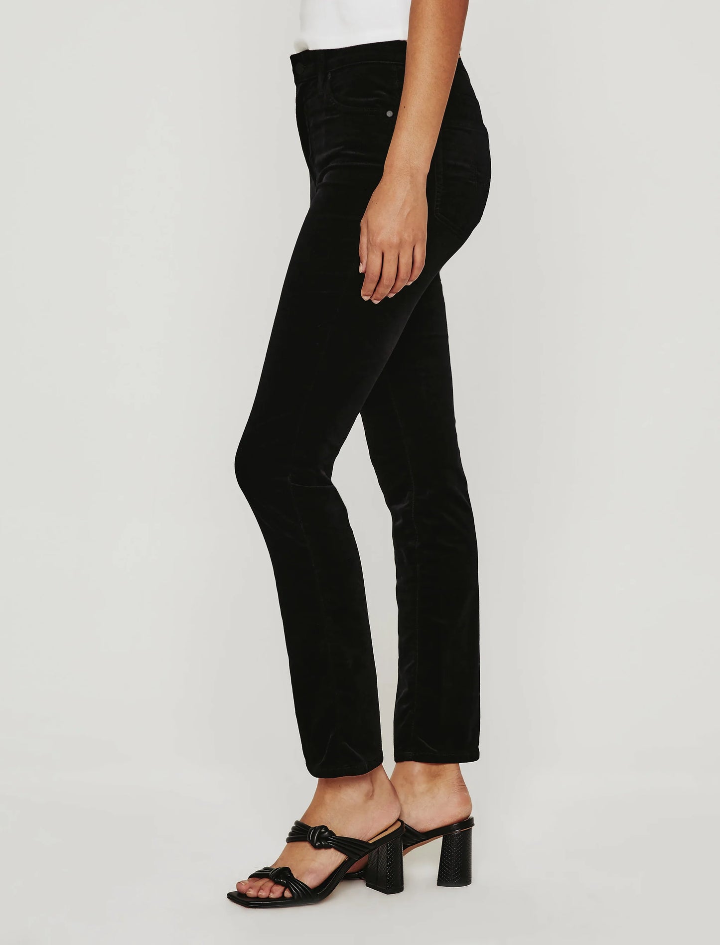 Mari Velvet High Rise Slim Straight - Super Black