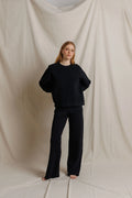 Marley Fleece Wide Leg Sweatpant - True Black