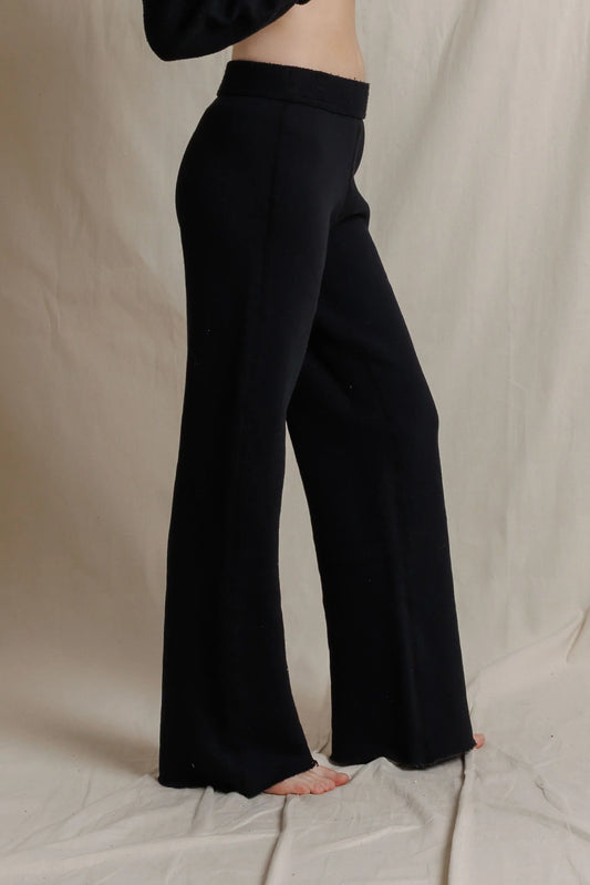 Marley Fleece Wide Leg Sweatpant - True Black