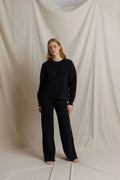 Marley Fleece Wide Leg Sweatpant - True Black