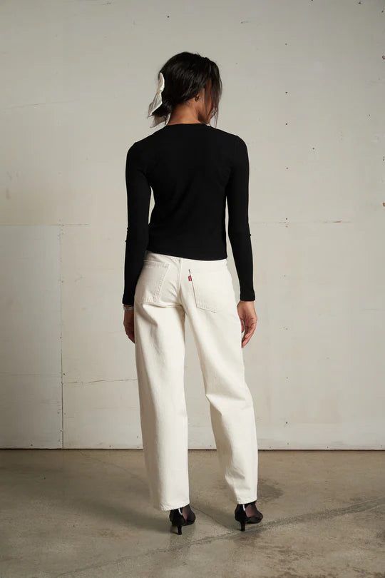 Maureen Luxe Rib Crewneck Cardigan - True Black