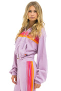 5 Stripe Cropped Zip Hoodie Relaxed - Mauve / Magenta / Orange